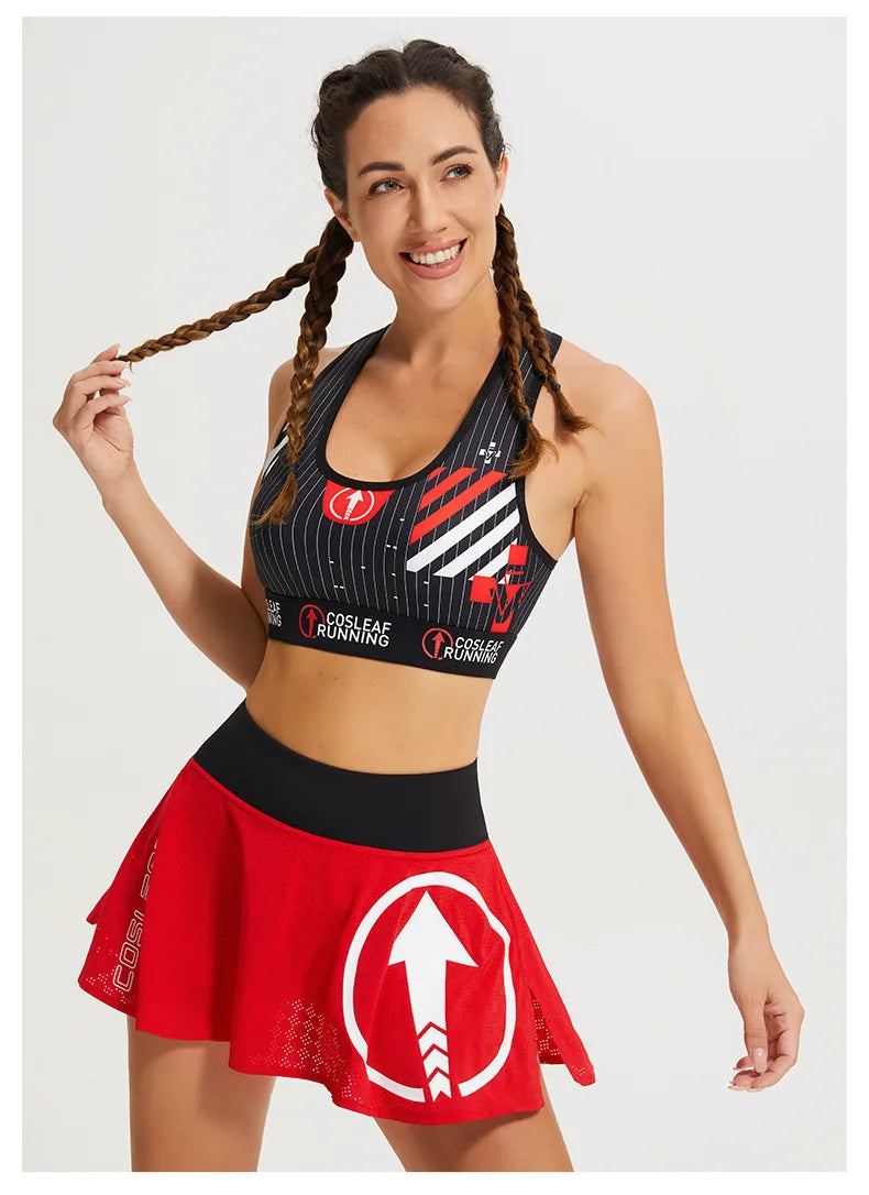 Black Stripe Sports Bras Women Racerback Sleeveless Elastic Waistband Shockproof Quick Dry Stretch Training Camisole Sportswear