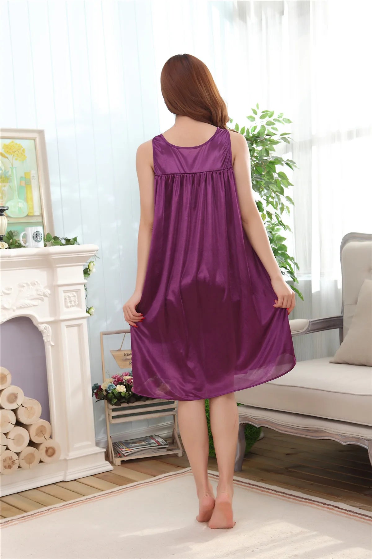 Embroidery Transparent Slip Sleepwear for Sleeping Big Size Night Dress Sexy Lingerie Nightgown Women Home Clothing
