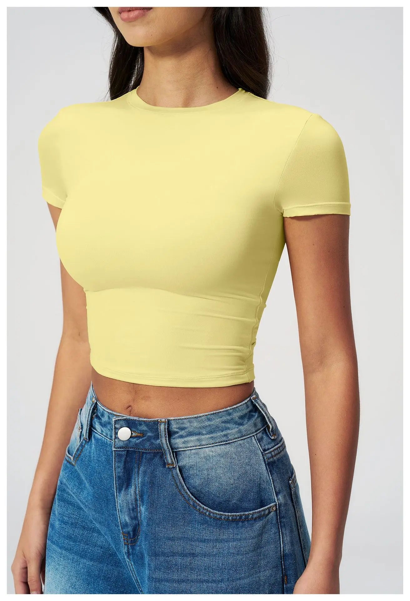 Yoga Shirts Women Sexy Exposing The Navel Short Sleeve Workout Crop Top Gym Top Fitness Running Workout Sport T-shirts Yoga Wear