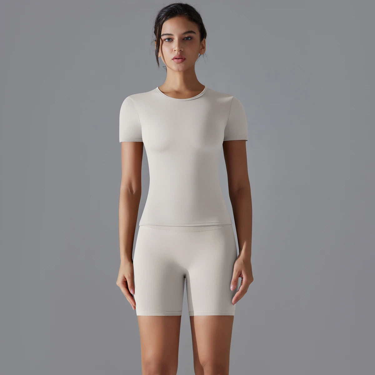 Yoga Set Women Sports Short Sleeve Top With High Waist Leggings Running Jogging Workout Clothes Sports Fitness Gym Sets