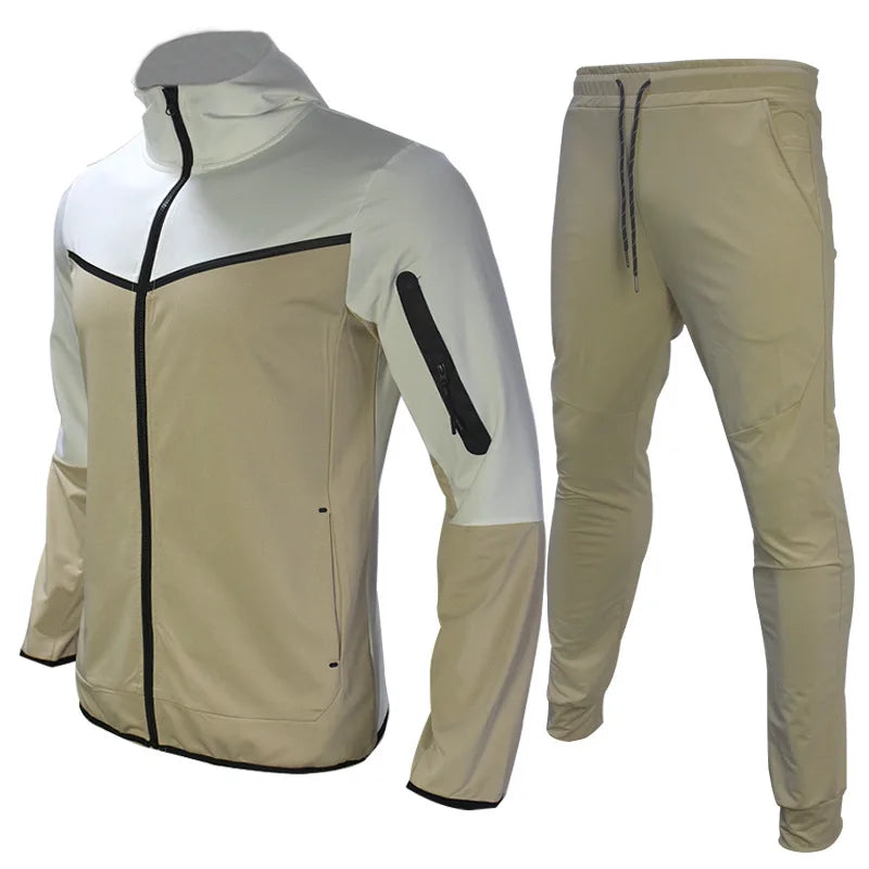 Luxury Brand Men Tracksuits 2-piece Set Black Sports Suit Tracksuits Jogging Men's Clothing Sweatpants Zip Sweatshirts Techwear