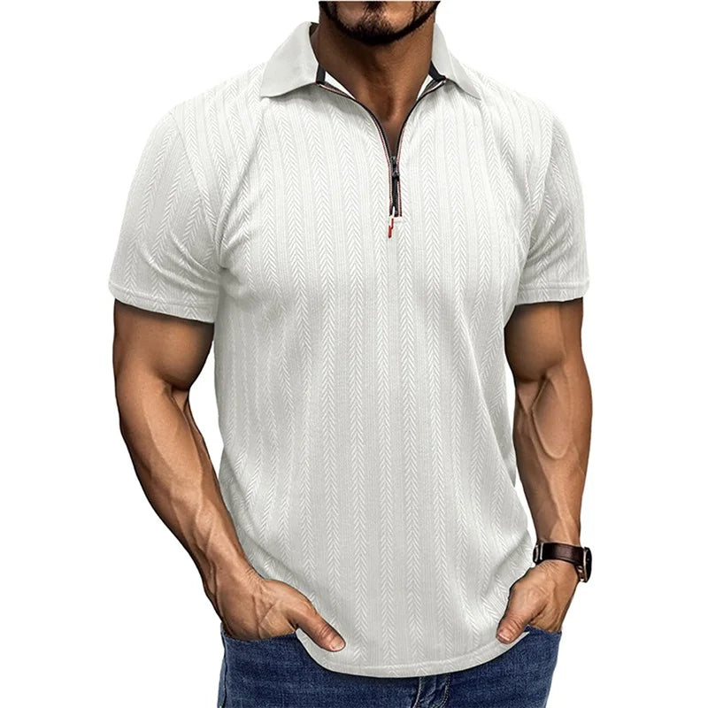 Jacquard Zip Polo