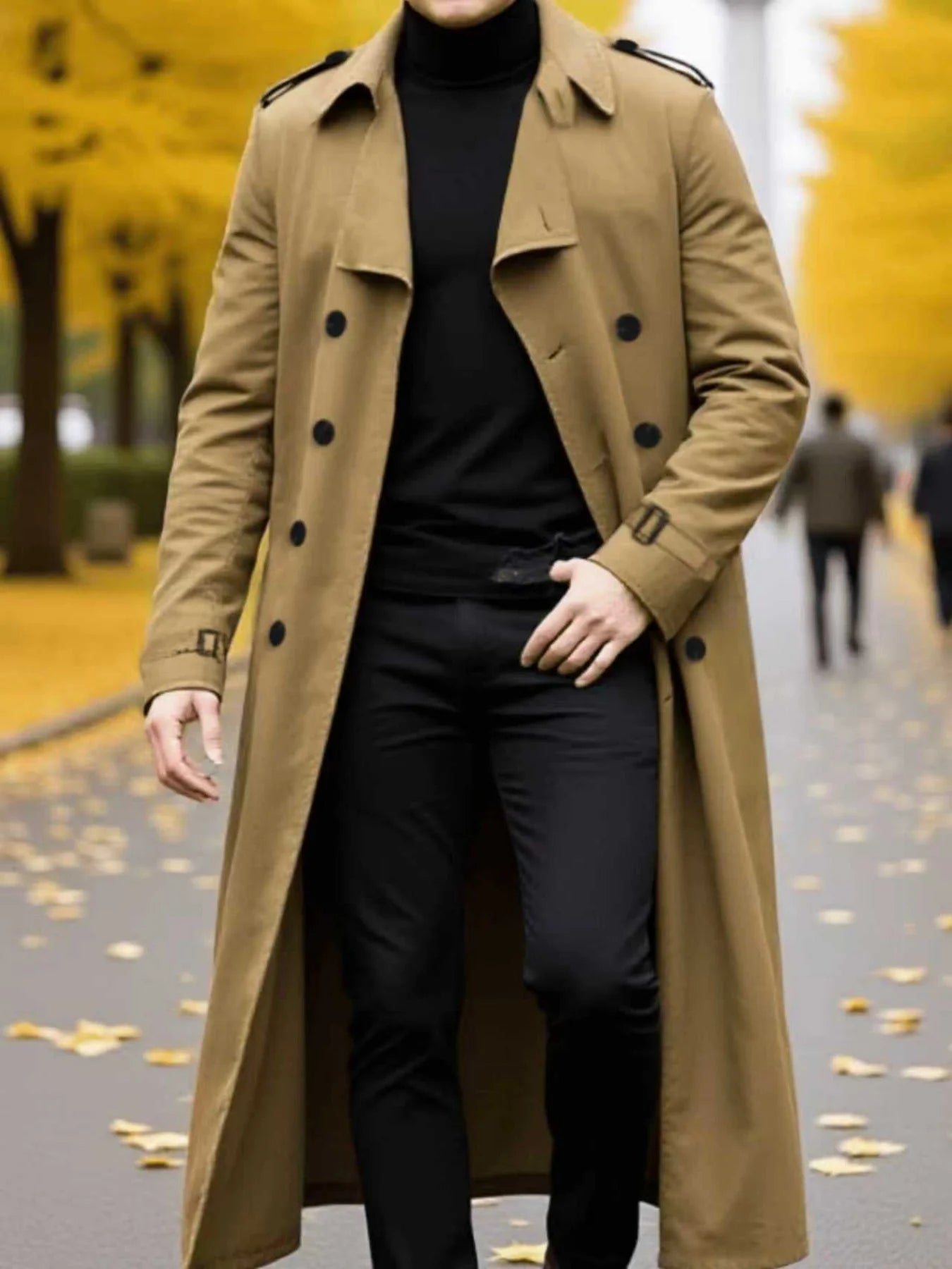 RVHSWDS Double Breasted Long Trench Coat