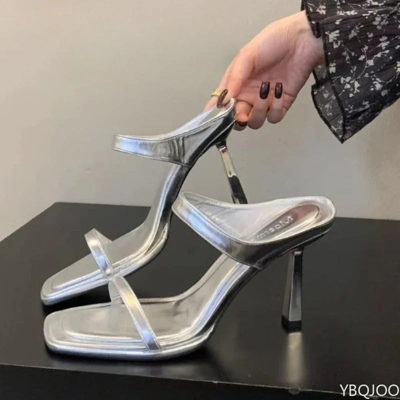 Ladies fashion high heel Summer outdoor new Slippers Fashion socialite open toed sandals Elegant Women's high-heel slipper Mujer