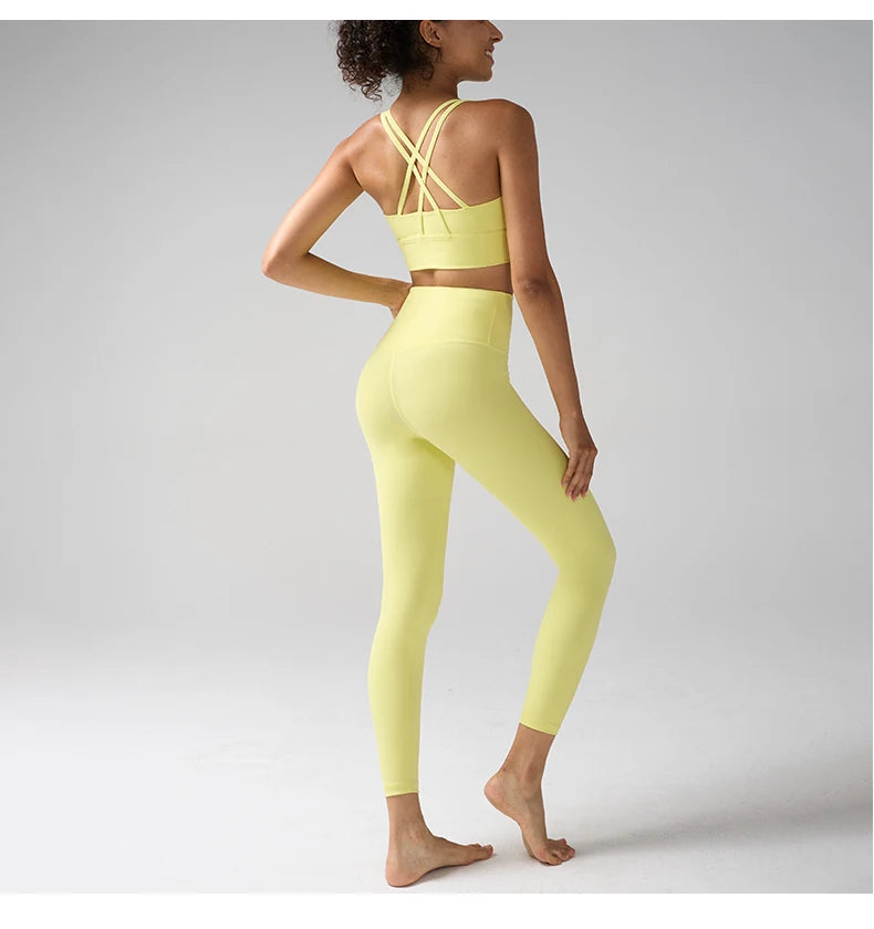 Women's Yoga Set Workout Set 2 Piece High Waist Yoga Leggings Sports Bra Gym Suit Activewear Sports Fitness Set Sports Suit