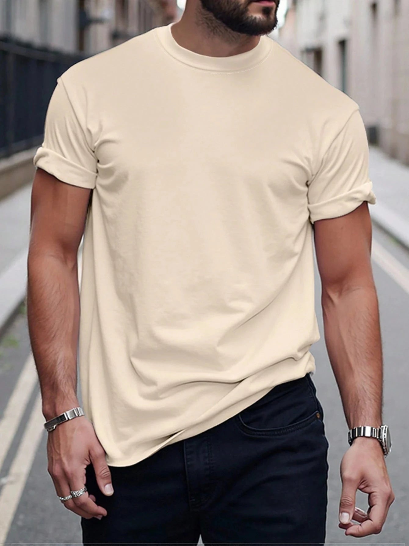 Essential Solid Cotton Casual Tee