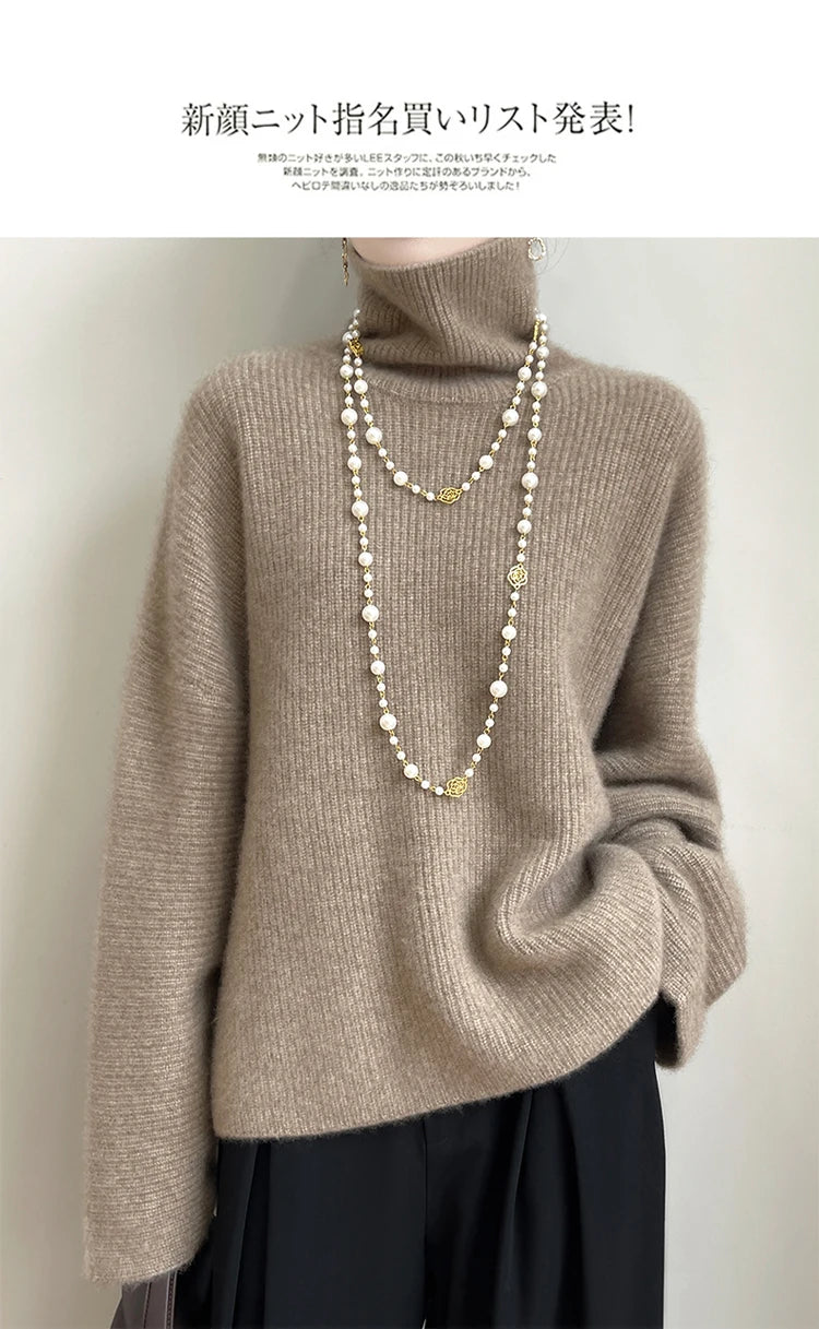 Elegant Merino Turtleneck Knit Sweater