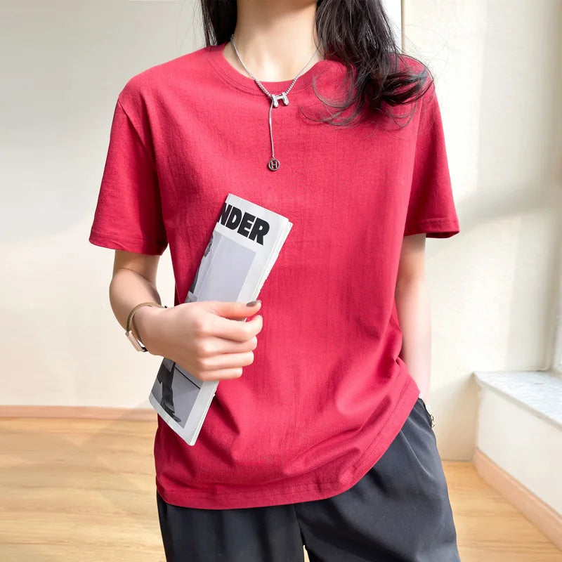Loose Cotton Summer Tee Women