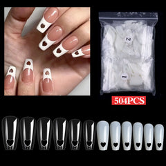 Heart Hollowed-out False Nails Art Tips 504/120pcs/bag Natural&Clear Press On Acrylic Nails UV Polish Board Patch Manicure Tools