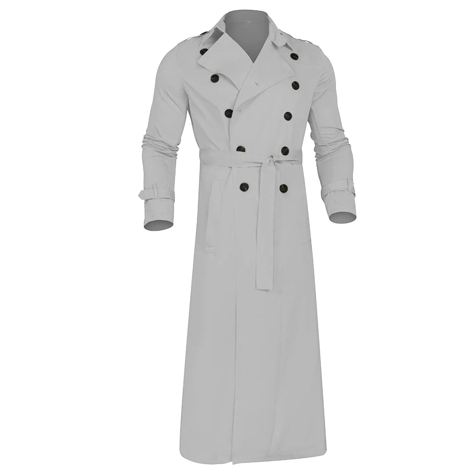 Men’s Luxury Full-Length Trench Coat – England Style Business Overcoat