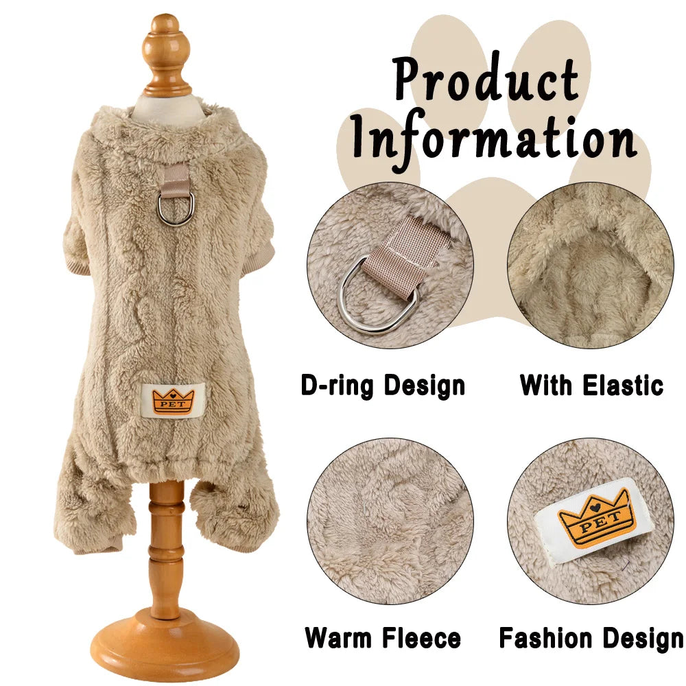 Pet Dog Clothes Cozy Soft Fleece Puppy Cat Jumpsuit For Small Medium Dogs Cats Winter Warm Clothes With Elasicity Yorkshire Pug