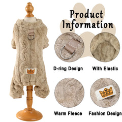 Pet Dog Clothes Cozy Soft Fleece Puppy Cat Jumpsuit For Small Medium Dogs Cats Winter Warm Clothes With Elasicity Yorkshire Pug