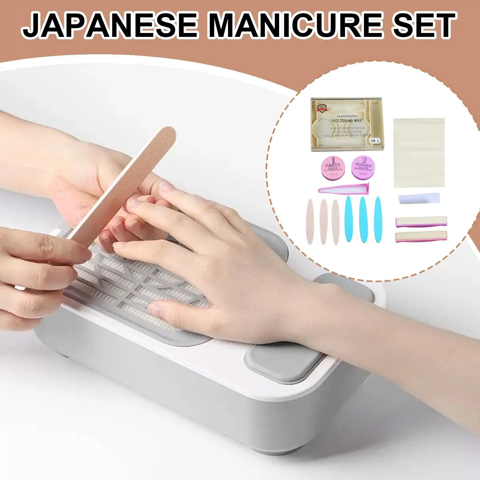 Nail Arts Tool Set With Polishing Wax Natural Nail Manicure Kit 3D Nail Tips Carving Tools For Home Salon Daily Party