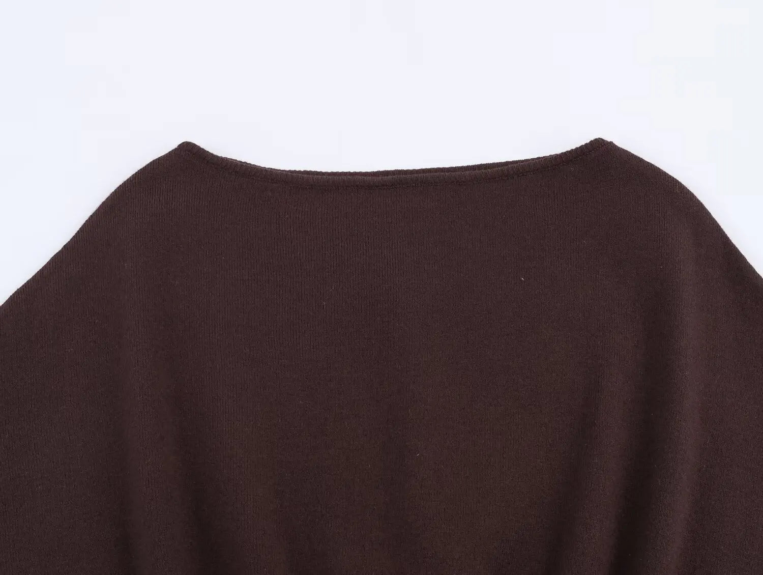 TFMLN Slash Neck Tiered Knit Pullover