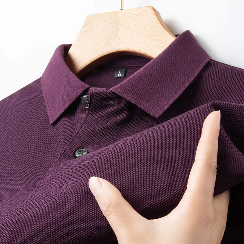 Classic Men Short Sleeve Polo Shirt 100% Mercerized Cotton Breathable Summer Golf Business Casual Athletic Tops