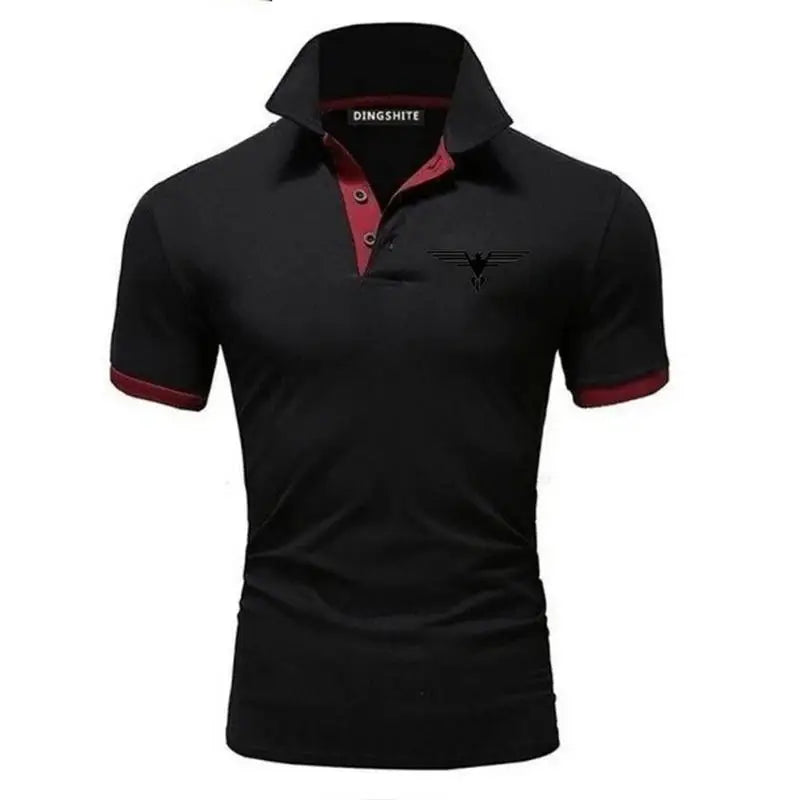 Polo collar contrasting color shirt office fashionable new T-shirt polo shirt men's summer top business casual breathable
