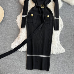 Elegant Rib Knit Pencil Dress
