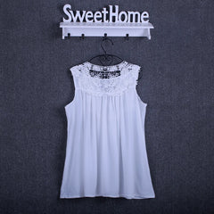 Summer tops for women  Fashion Lace Chiffon blouse V-Neck Loose Casual Chiffon Shirt