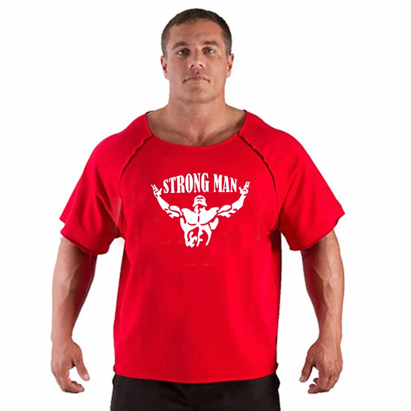 Men's T Shirts Fitness Men Bodybuilding  Shirt Batwing Sleeve Rag shirt Gym Fitness Muscle Running T shirt