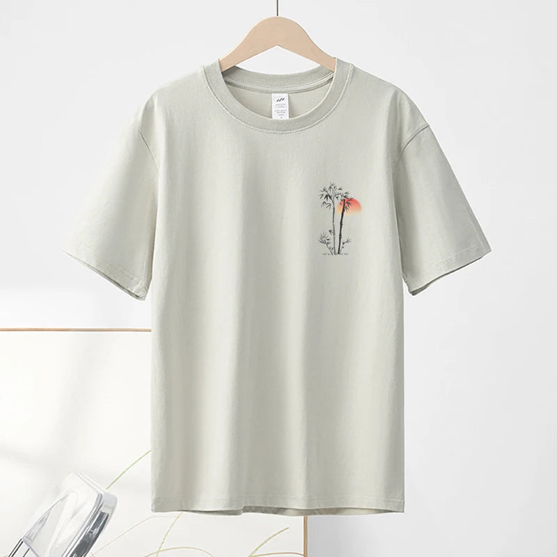 Chinese Print Cotton Summer Tee