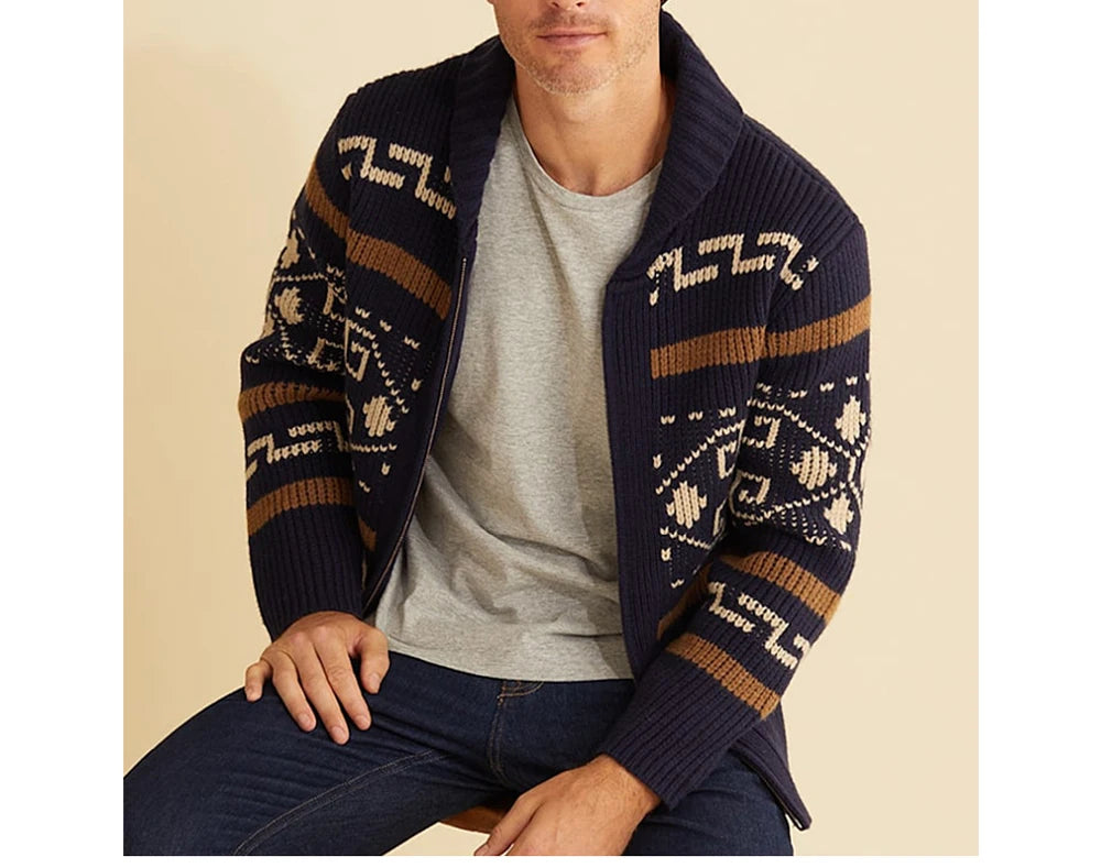 Winter Men's Cardigan Sweaters Fashion Male Knitted Sweater Thermal Warm Coats Casual Man Cashmer Lapel Knitted Jackets Clothing