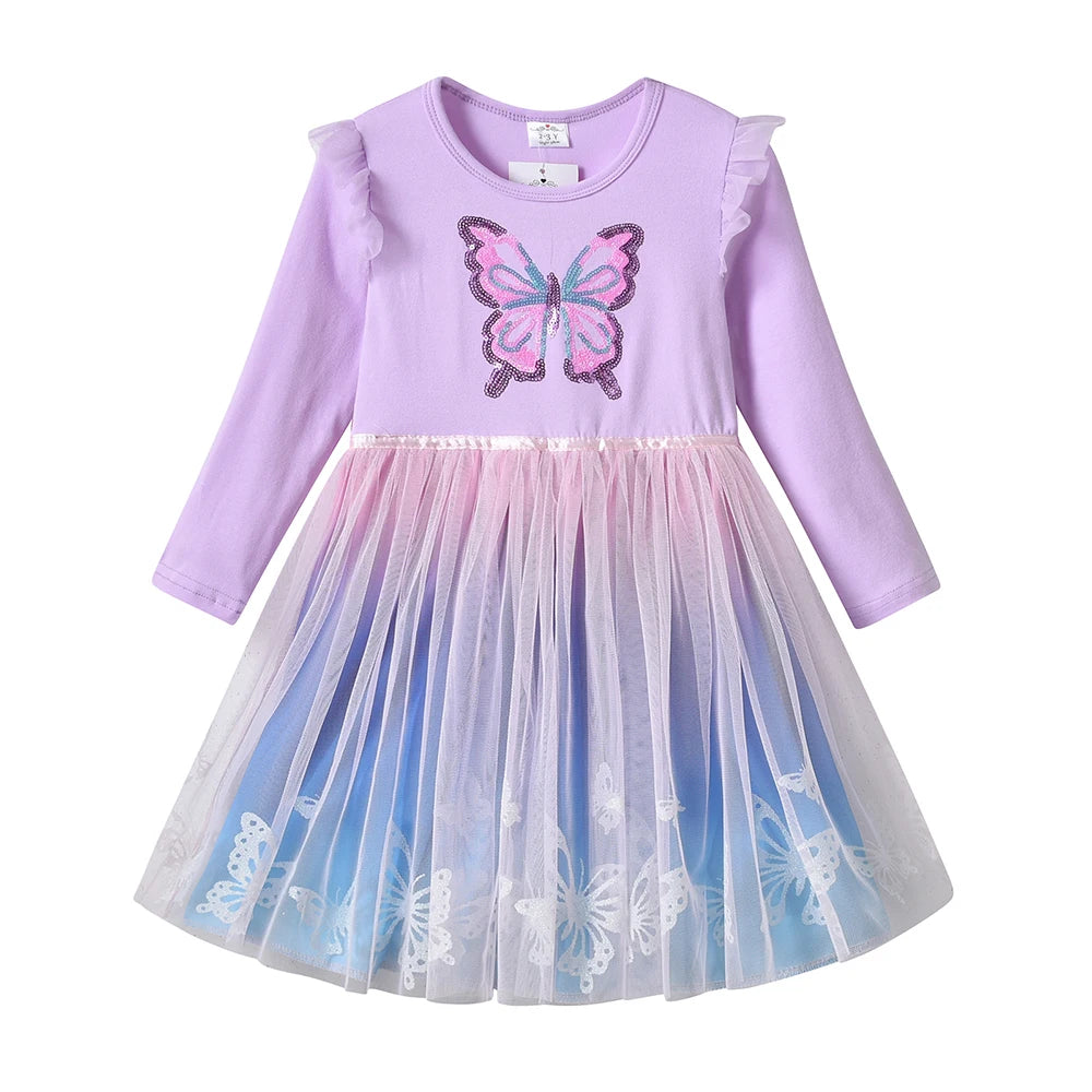 Gradient Tulle Butterfly Girls Dress