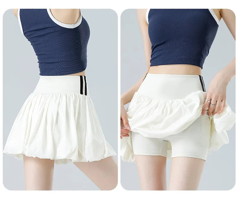 Women‘s Tennis Skirt Summer  High Waist Flared Golf Skirt with Built-in Shorts 2 in 1 Athletic Quick Dry Shorts Skirt Pickleball