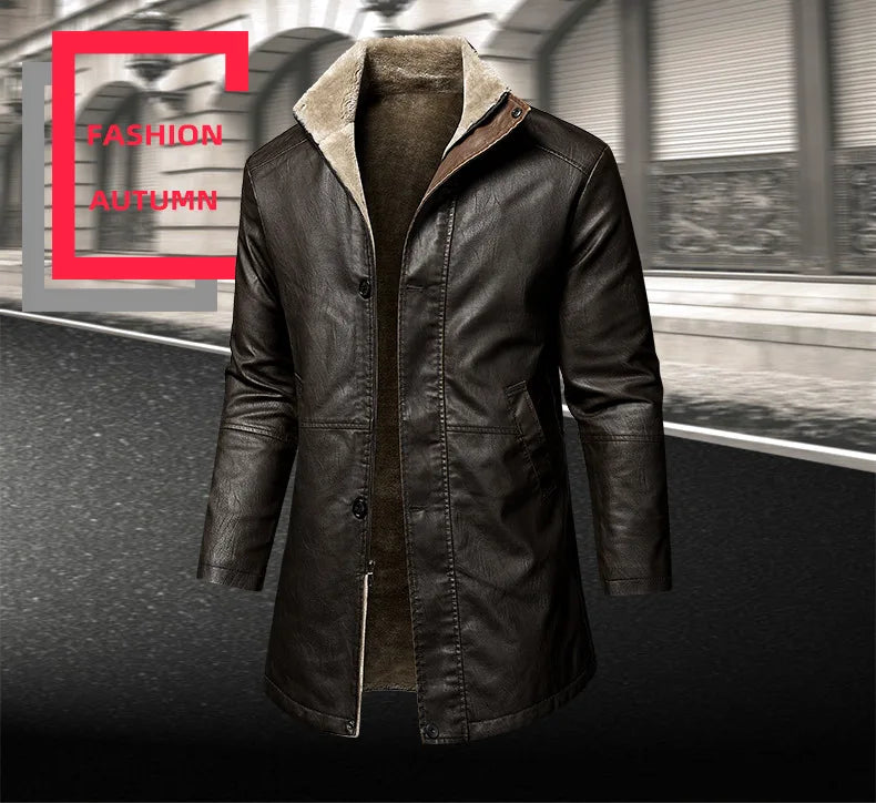 Vintage Faux Leather Winter Coat