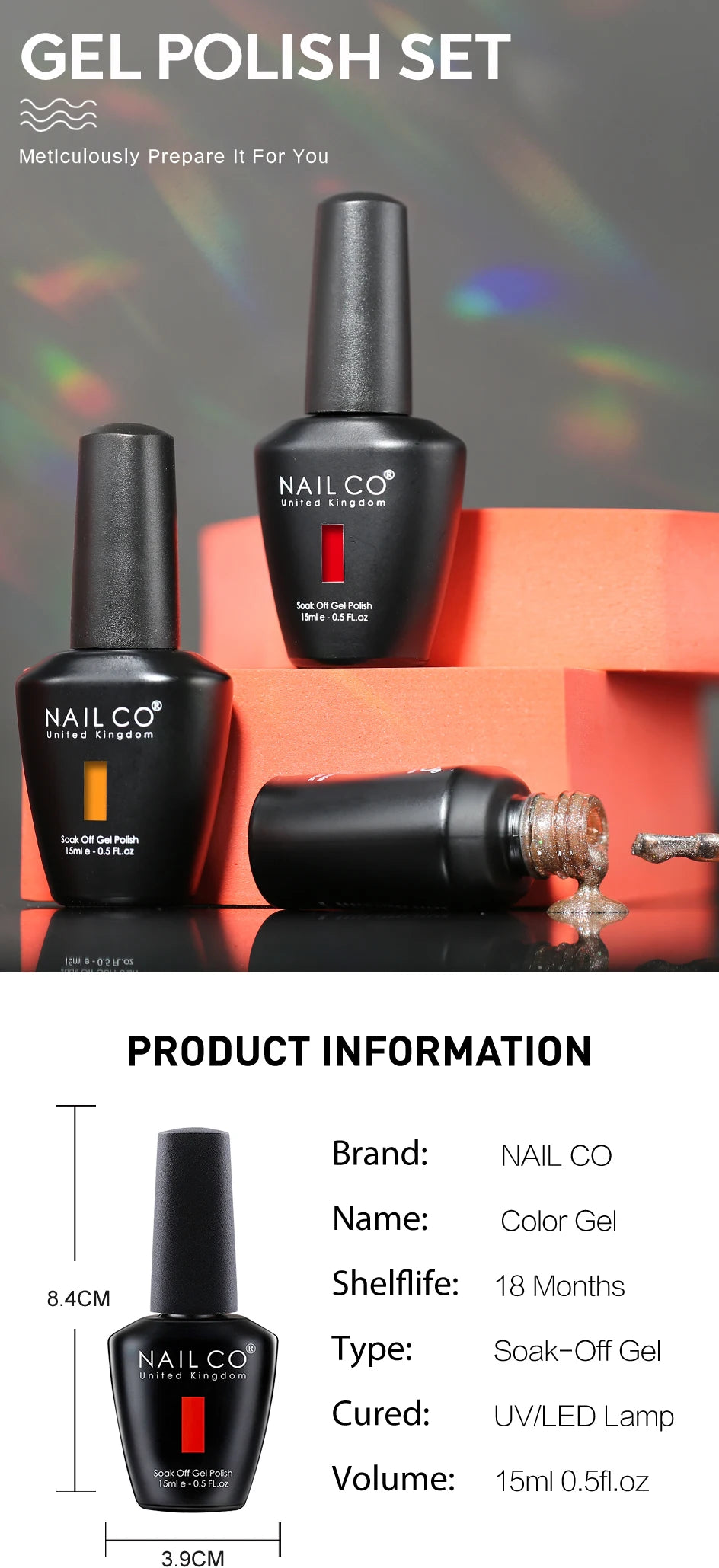 NAILCO 2025 Hot 15ML Gel Nail Polish Nails Semi-permanent UV Varnish High Quality Glass Bottle Nail Art Polish For Manicure