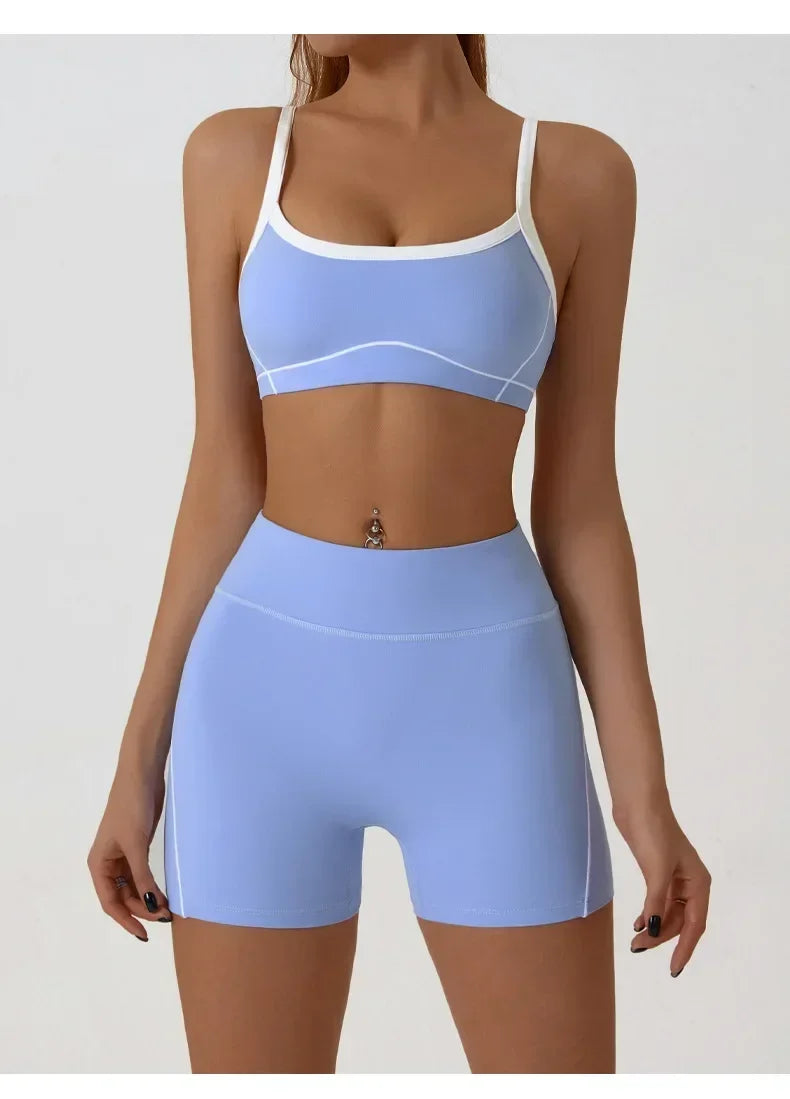 Woman Yoga Sport Outfit for Fitness Two Pieces Short Pant Sets Suits Tracksuit Sportswear Woman Gym Yoga Workout Clothes
