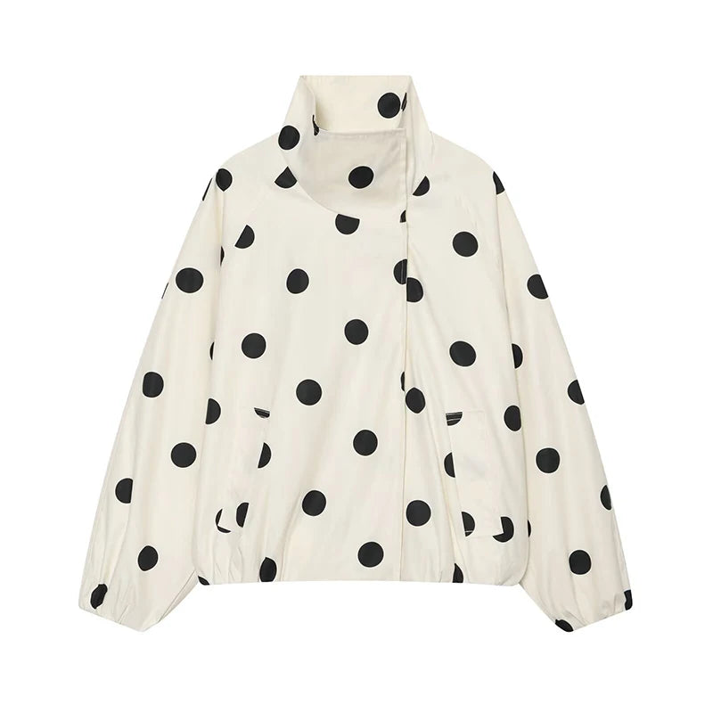 Women's Jackets Fashion Polka Dot Jacket Autumn Women Long Sleeve Loose Jackets Coats Streetwear Female Outerwear Tops