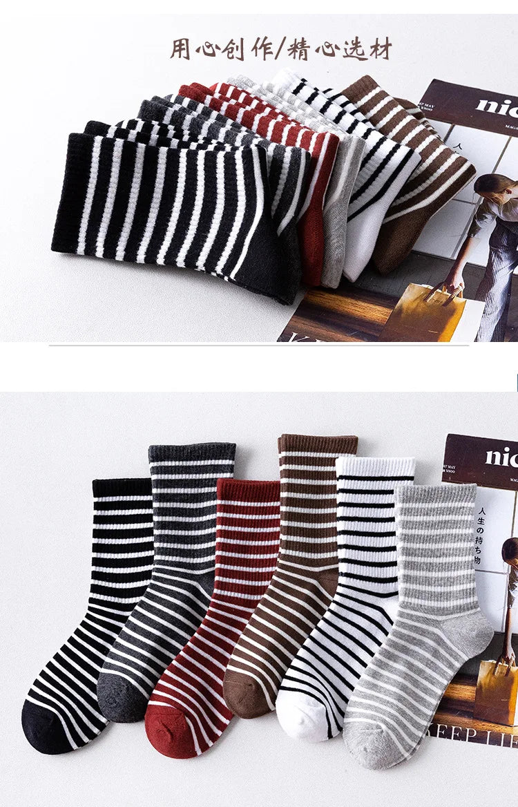 Colorful Grid Stripe Crew Socks