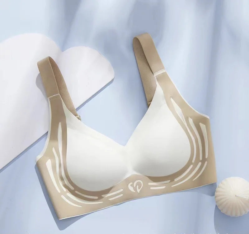 Women's Sports Bra AntiSagging Adjustable Small Breasts Love Heart Color Collision  Seamless High Elasticity Lift Shapewear