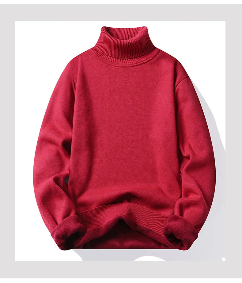 Men's Fleece Thicker Sweater Turtleneck Warm Pullover High Quality Male Slim Knitted Wool Sweaters For Winter Plus Size 4XL