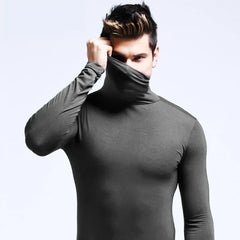 Slim Black Turtleneck Tee Men