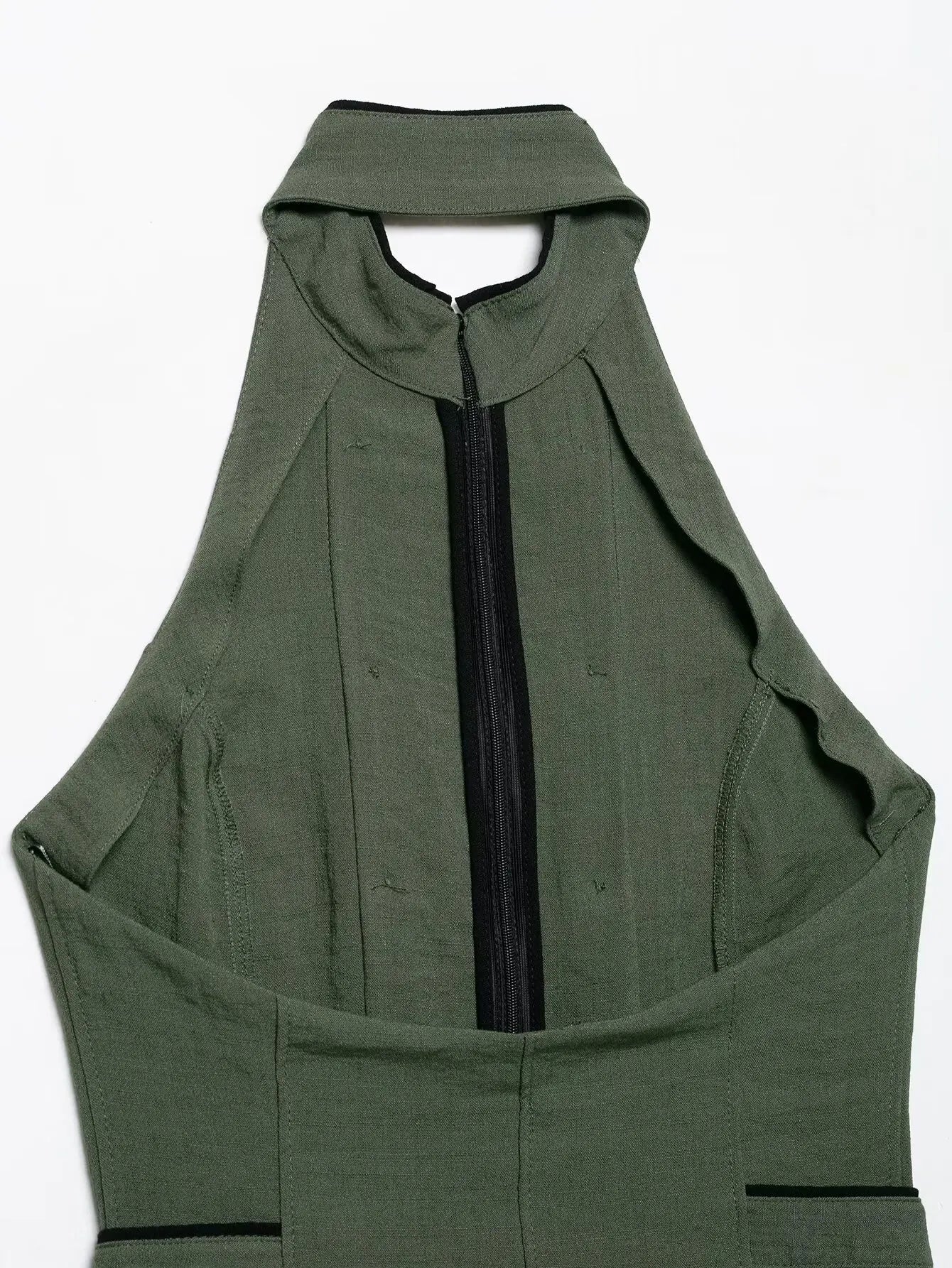 Women's Top 2026 Summer Elegant Fashion Silky Vacation Halter Neck Backless Sexy Unique Army Green Beach Style Party Women's Top