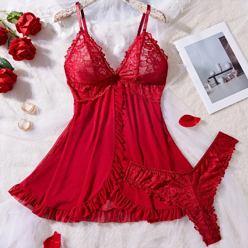 Ultra Thin Lace Suspender Sleepwear