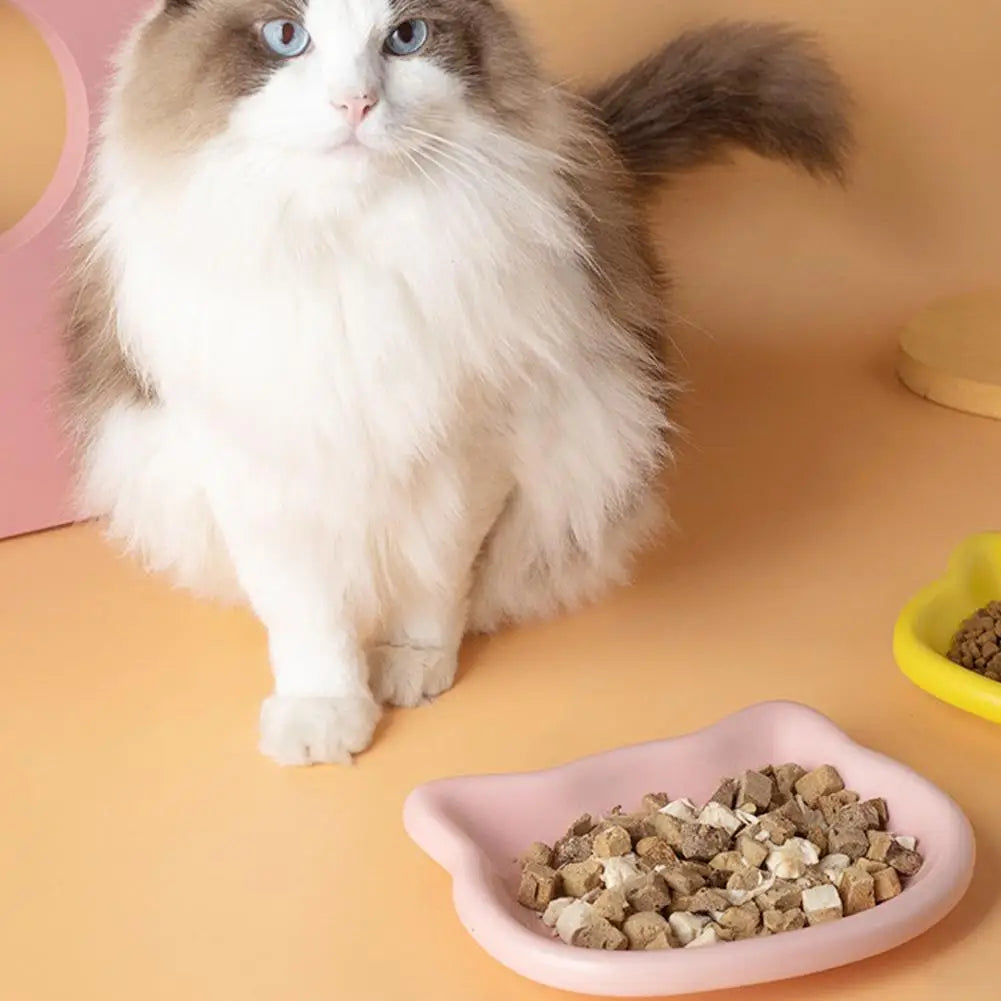 1PC Cat-Shaped Pet Bowls, Pastel Color Cute Animal Design, Non-Slip Pet Food Dish, Ideal for Cats, Trendy Pet Accessory for Home