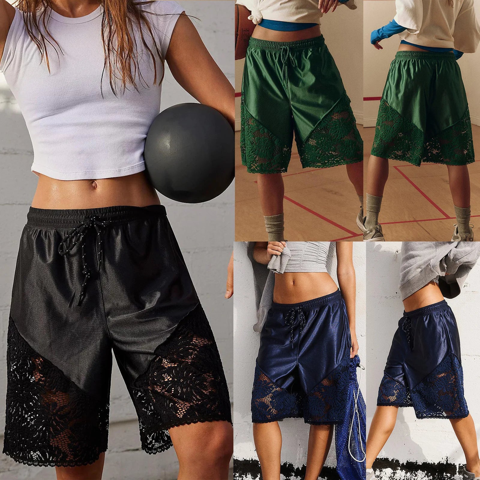 Shorts For Women Lace Five-point Pants Chic Sports Drawstring Beach Party Hot Shorts Casual Female Fashion Streetwear Clothing