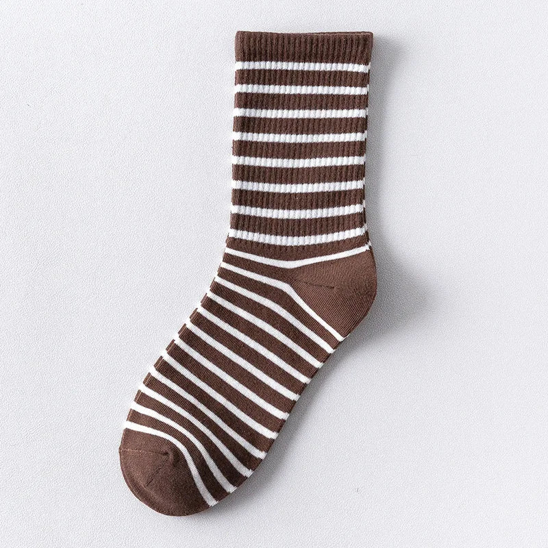 Colorful Grid Stripe Crew Socks