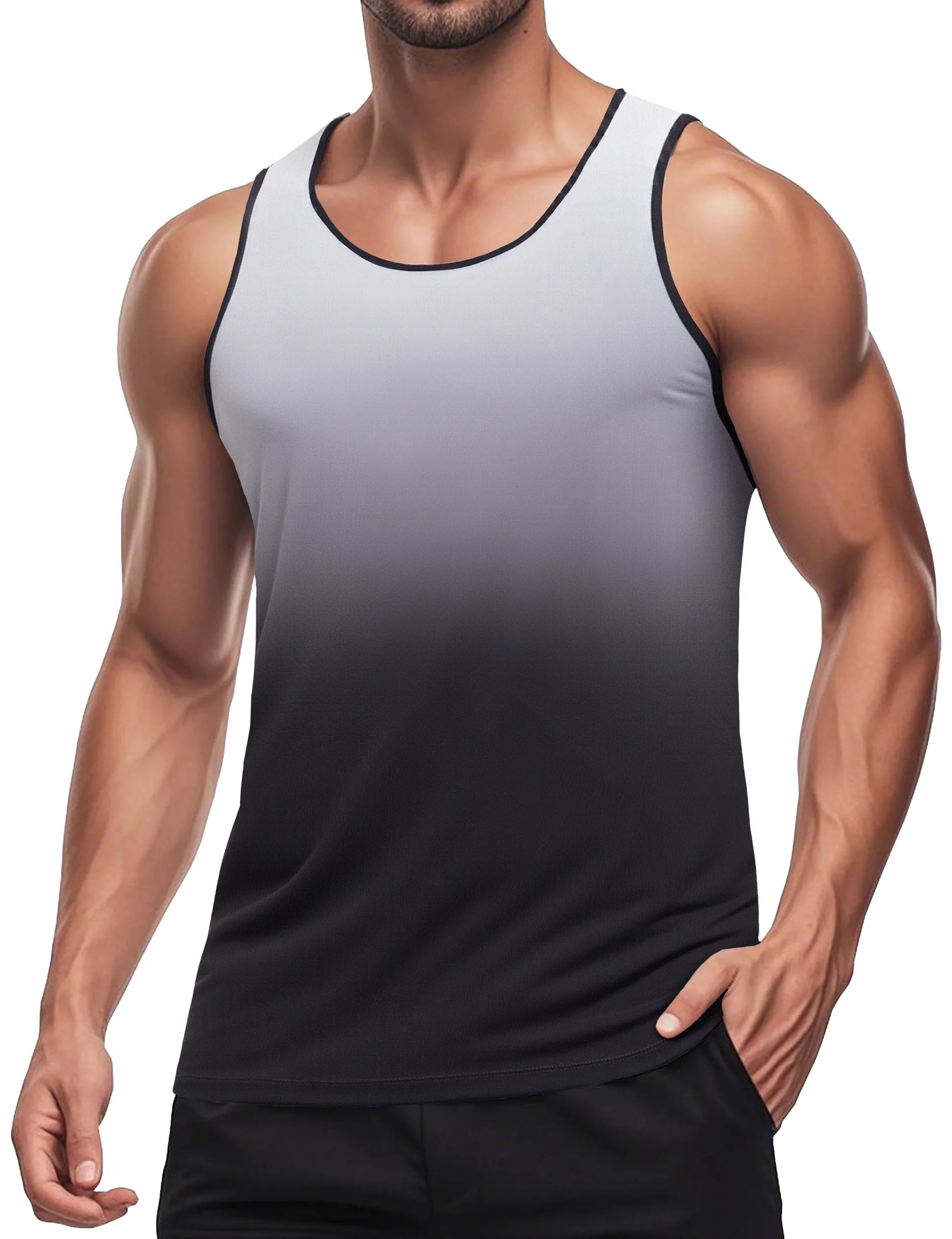 TACVASEN Men's Muscle Tank Top Quick Dry Sleeveless Workout Gym Shirt Athletic Running Fitness Lightweight Stretch Summer Top