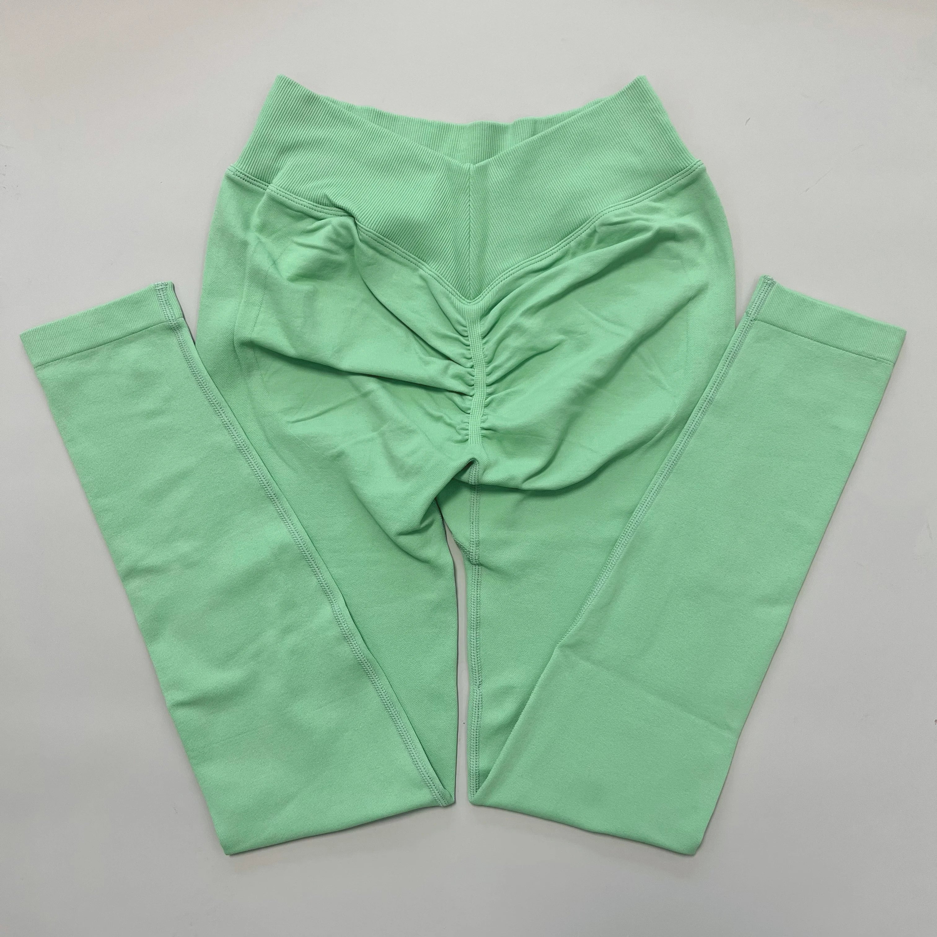 New Women V Back Athletic Leggings Fitness Exercise Yoga Gym Tights Workout Scrunch Butt Lifting Training Pants