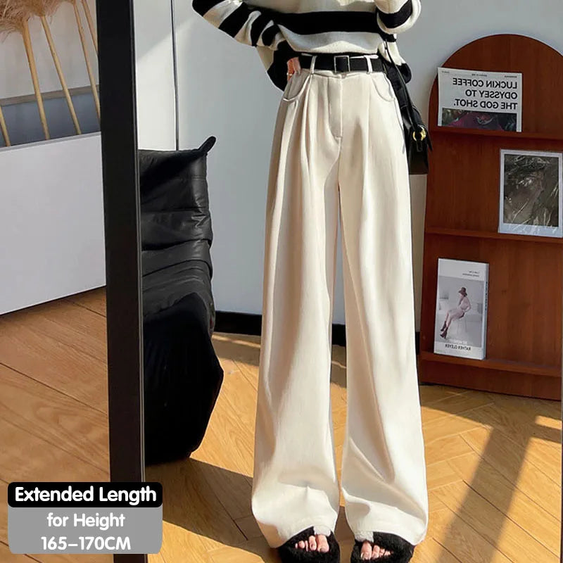 Women's Pants Autumn Winter Corduroy High Waist Wide Leg Pants for Women Casual Trousers Female Straight Pants Women Clothes New