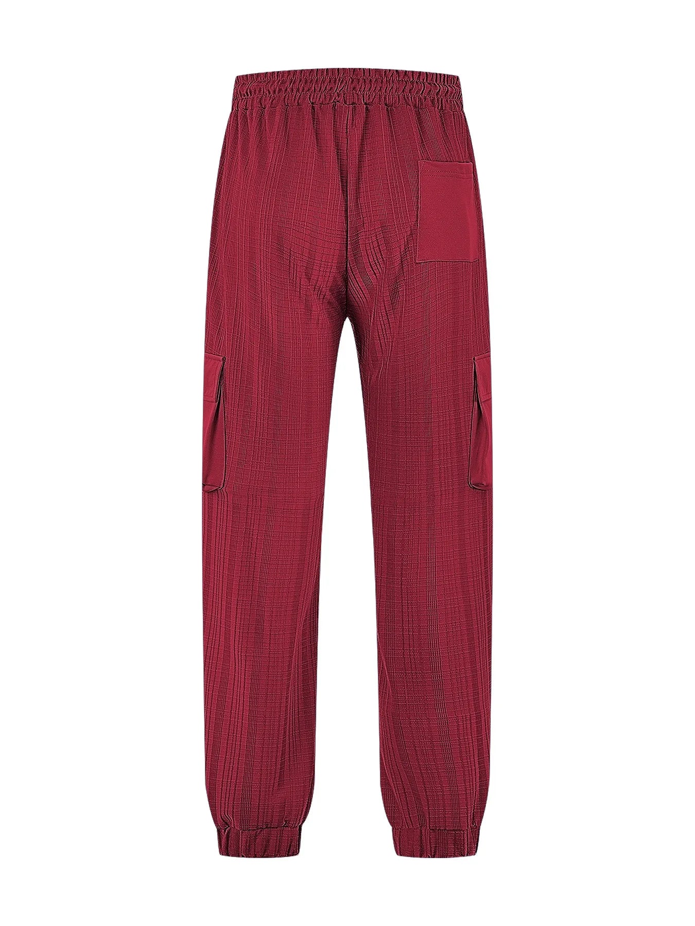 Men's Grid Cargo Joggers Drawstring Elastic Waist Multi Pocket Casual Ankle Length Trousers