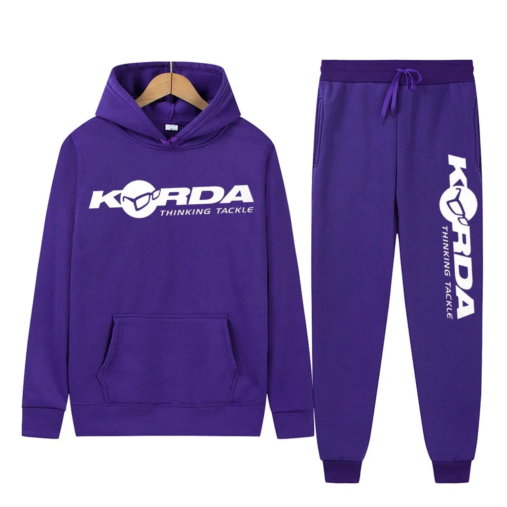 Men's Women 2Pcs Sets Fleece Sweatshirt Hoodies Pants Korda Inspired Tribute Male Sportswear Tracksuits Unisex Ensemble Homme