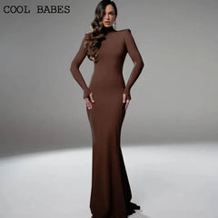 Backless Turtleneck Slim Maxi Dress