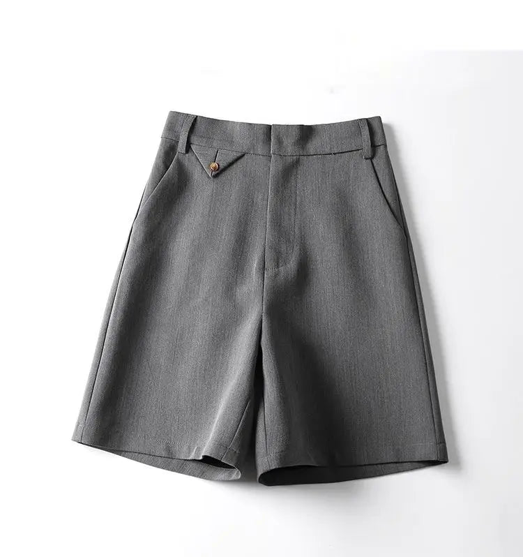 Suit Shorts Women's Summer New High-waist Slim Mid-pants A-line Wide-leg Pants