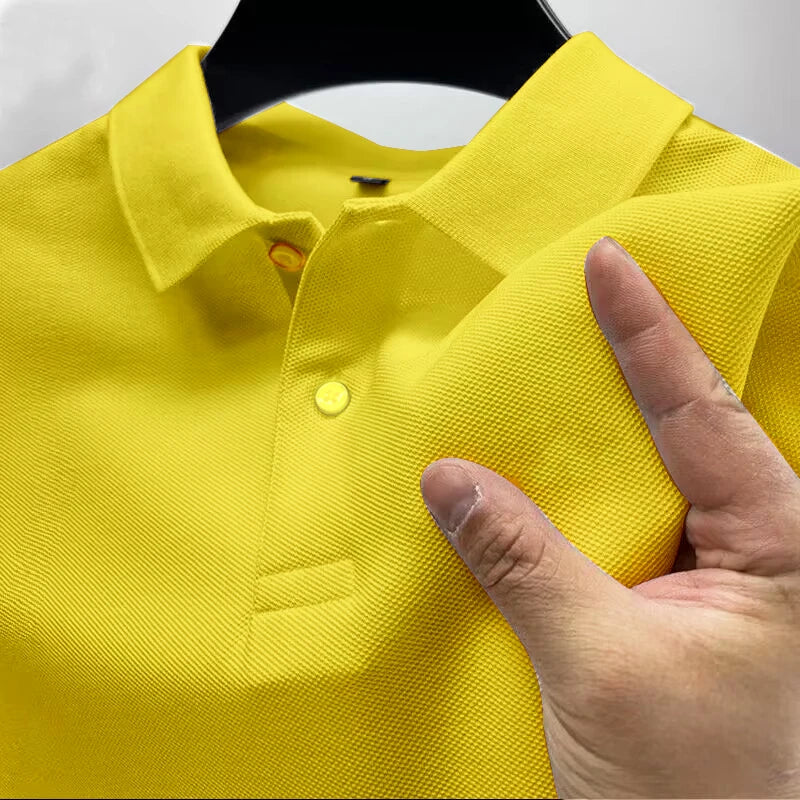 2025 Hot Sale Men's Summer Casual Breathable Comfortable Polo Shirt Men's Solid Color High Quality Short Sleeve T-Shirt ﻿