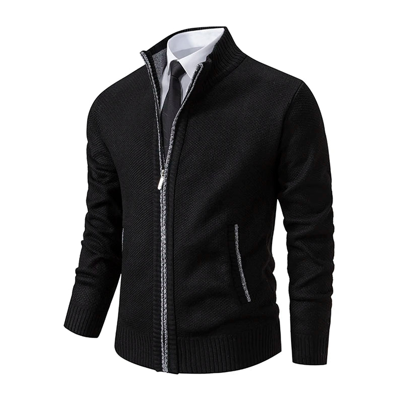 Stand Collar Fleece Zip Cardigan