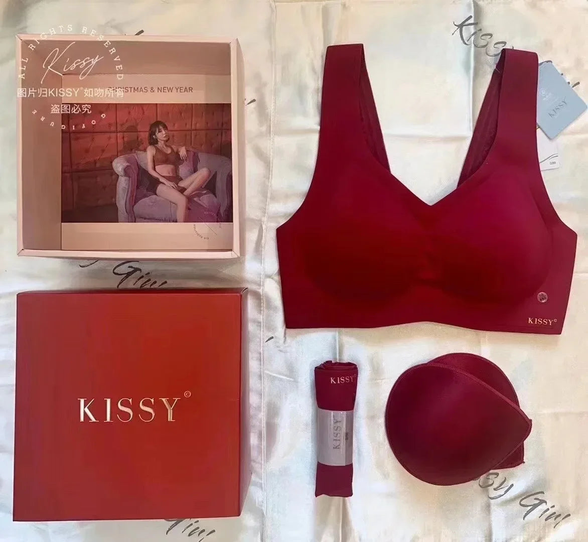 Kiss.y sports bra, such as kiss zero binding, no trace, no steel ring, quantum kiss vest bra set female